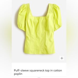 NWT J. Crew Square Neck Puff Sleeve Poplin Top